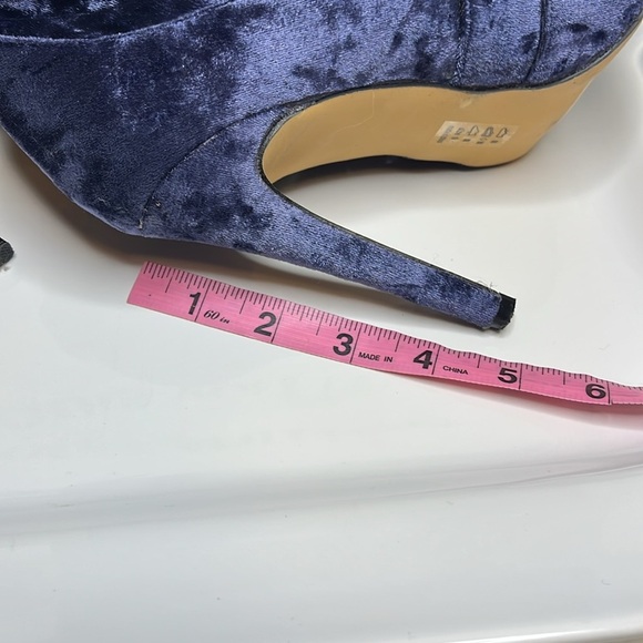 Blue Velvet Thigh High Women's Boots - Picture 4 of 8